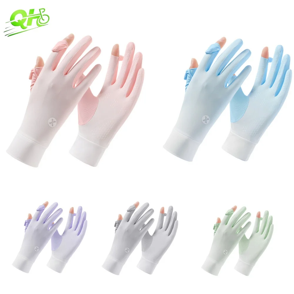 

Thin Women Sunscreen Glove Motorcycles Electric Bikes Touchscreen Cool Fabric Gradient rower elektryczny Camping Equipment