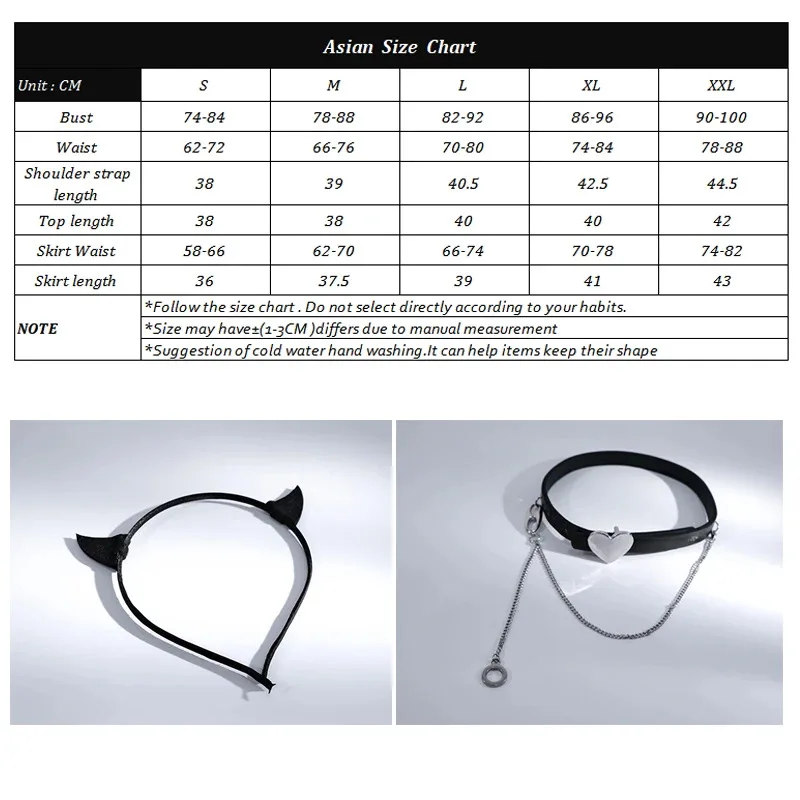 فستان ROLECOS أصلي ياباني مثير الشيطان الصغير لحفلات المهرجانات وحزام من الجلد اللامع بدلة تنورة علوية سوداء زي الهالوين