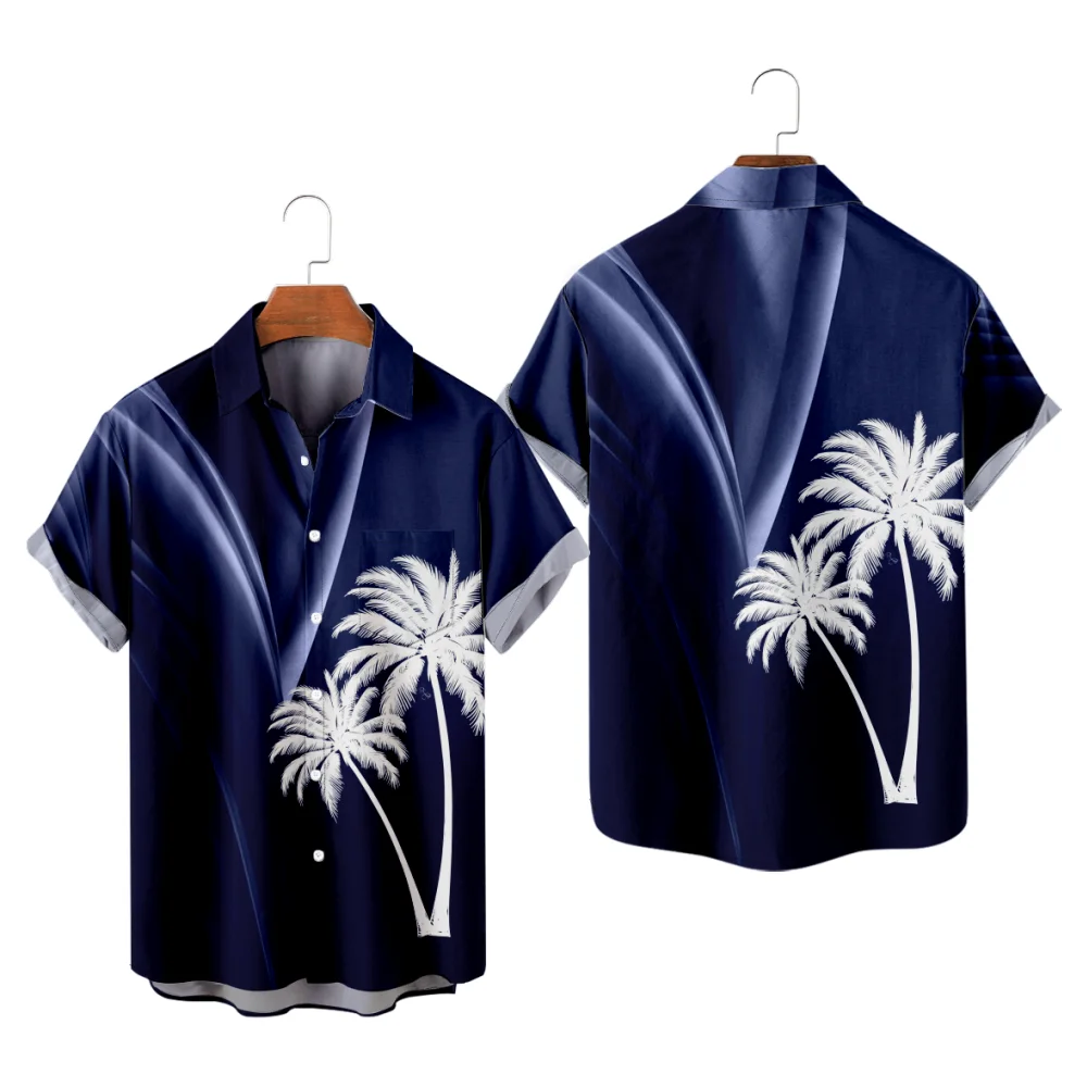 

Мужская повседневная рубашка с принтом Plam, рубашка Aloha, винтажные цветные пляжные топы для летних каникул для мужчин и женщин