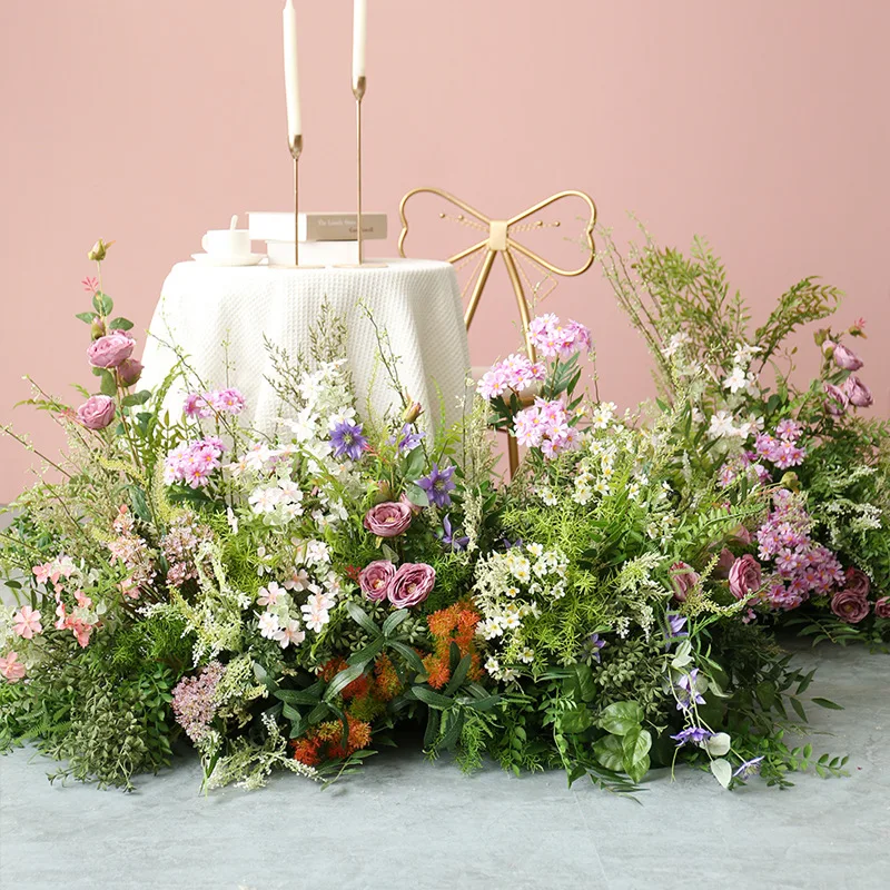 Simulation window flower bushes fake plant landscaping floral decoration restaurant hotel photo area garden aisle flower bushes