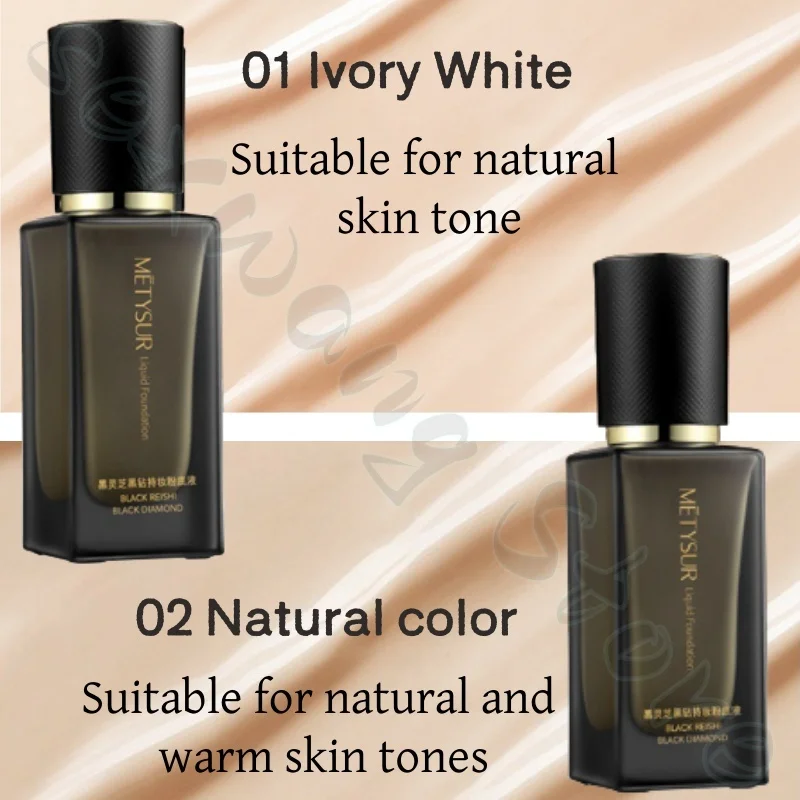 METYSUR Black Ganoderma lucidum foundation covers defects and hides pores for a long-lasting makeup feel natural fit 35g
