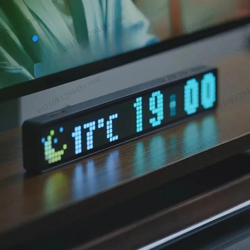 Voice Control Music Spectrum Light WiFi Time Weather Display Clock TZT Aluminum Alloy Version LED Dot Matrix Pixel Clock Pickup