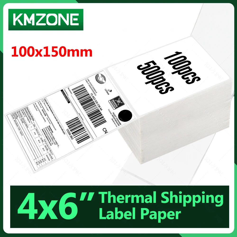 Etiquetas térmicas 4x6 para impressora de etiquetas de envio 100 peças 500 peças etiquetas de envio brancas 4x6 etiquetas térmicas diretas fanfold bpa grátis