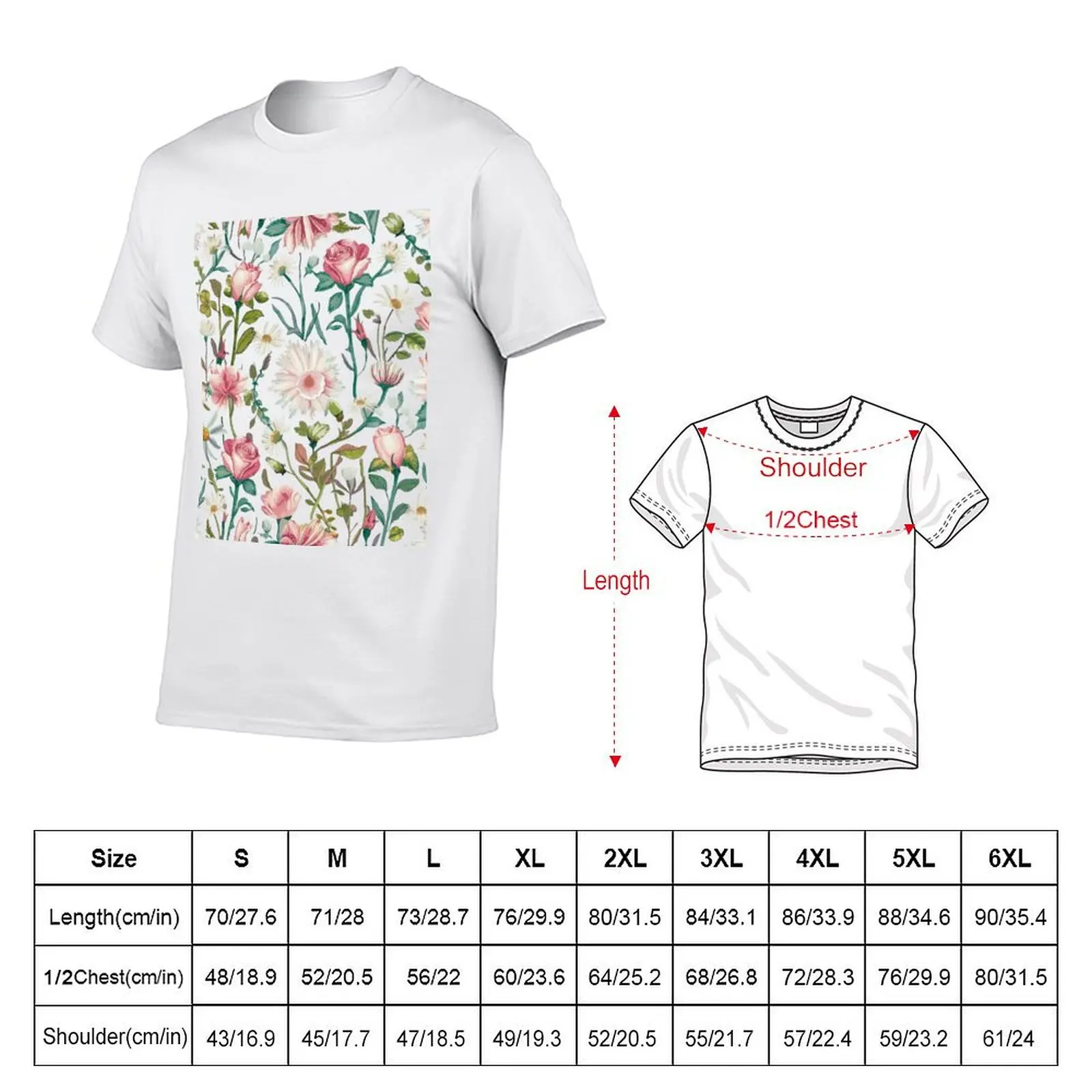 roses, daisies, and blooms T-Shirt Trend Art Print T-Shirt