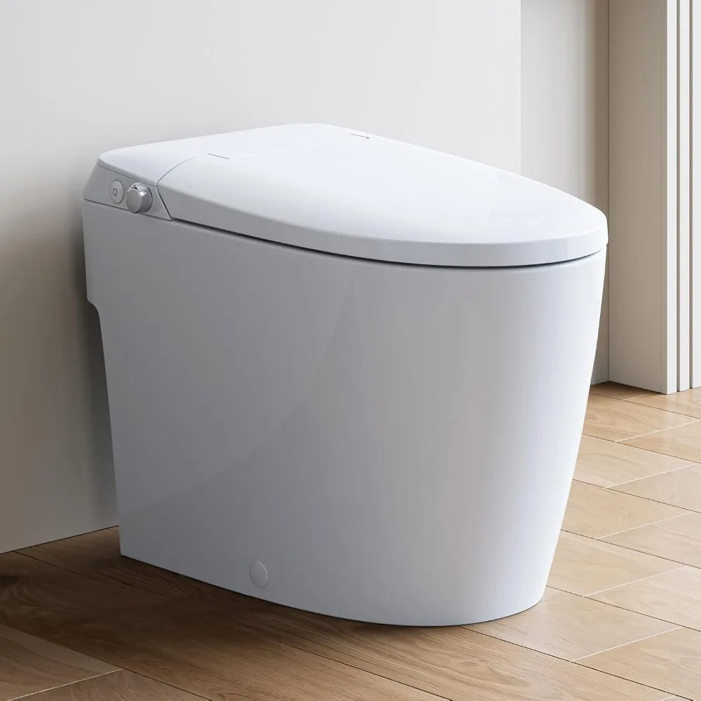 Non electric smart toilet with dual toilet nozzles for cleaning, smart toilet with built-in electric flushing pump