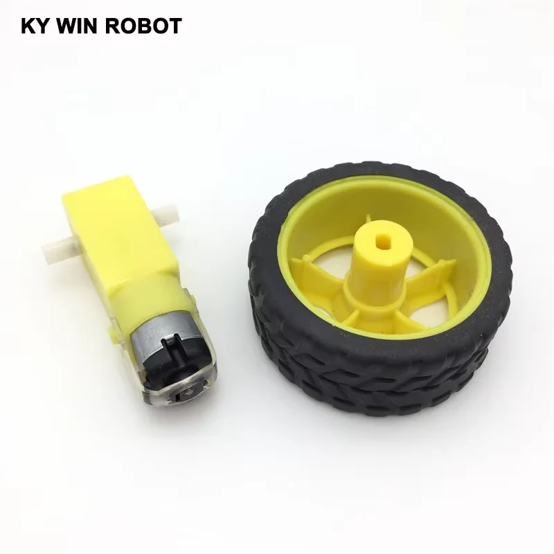 1Lot/package Deceleration DC Gear Motor + supporting wheel smart car chassis, motor / robot car wheel for arduino