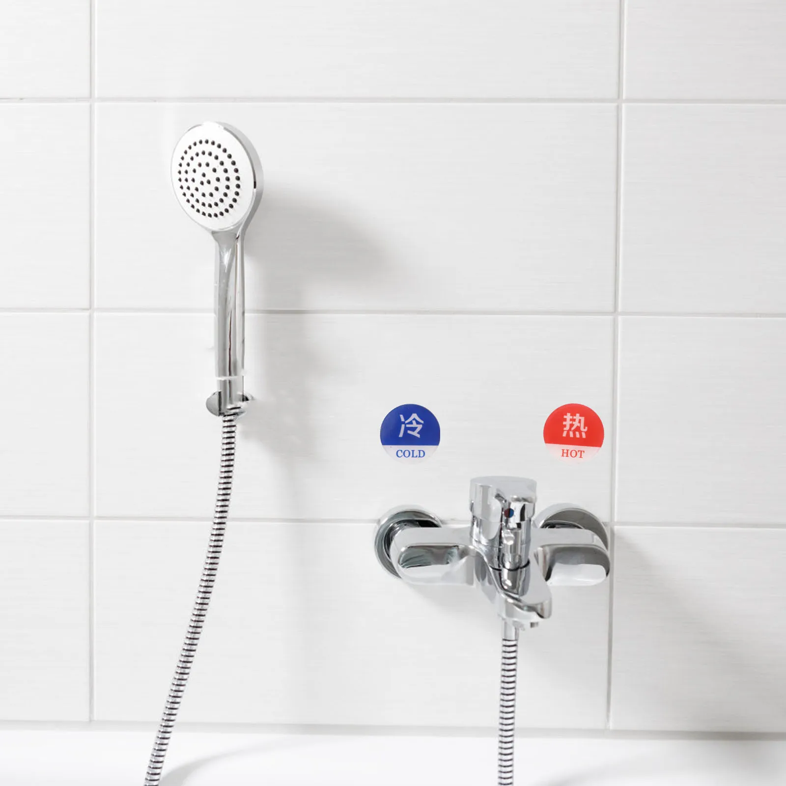 2 قطعة تسميات الماء البارد الساخن ملصقات الاكريليك لصنبور بالوعة الحمام دش فندق استخدام مؤشر علامات علامة السلامة المرورية #2