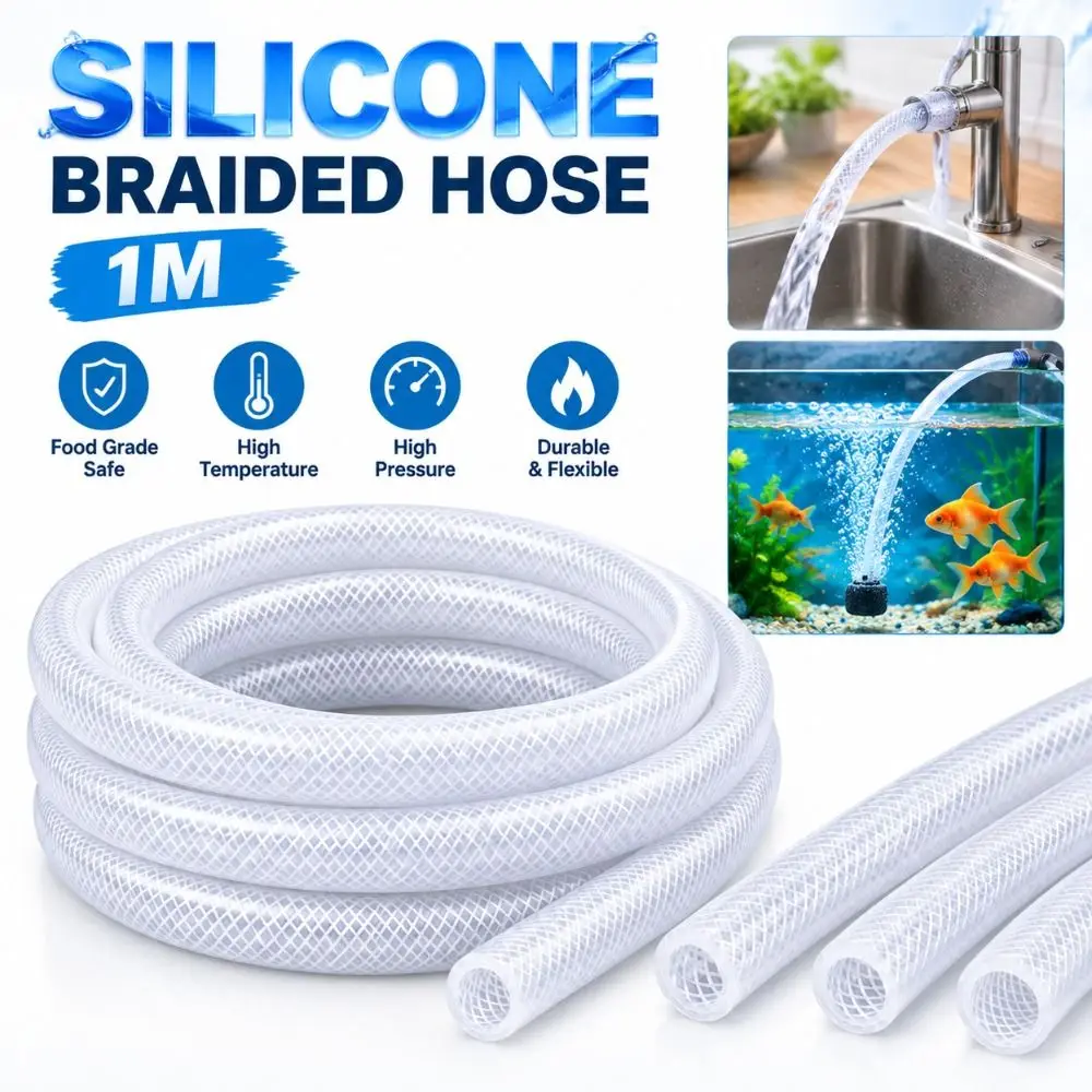 1M Food Grade Tube Woven Fiber High Temperature Resistant Silicone Braided Hose Thickened High Pressure Resistant