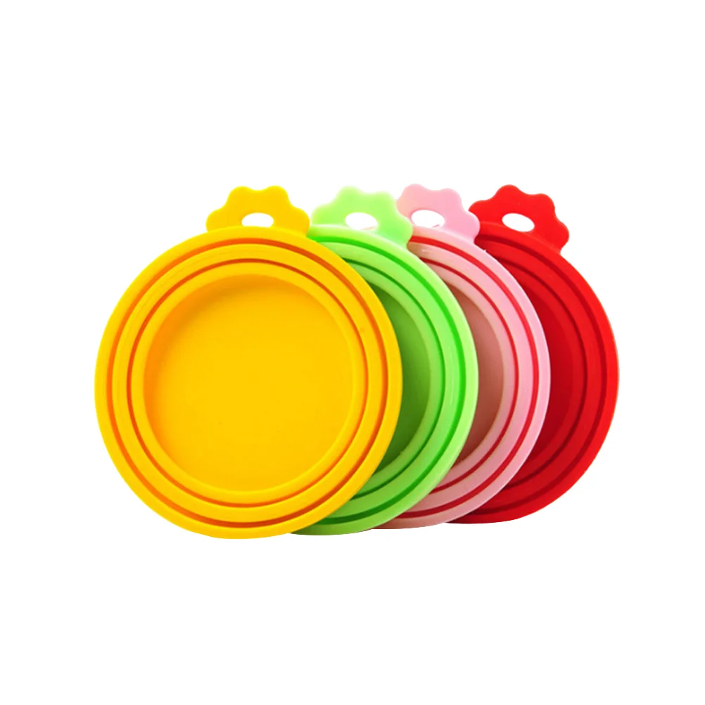 8pcs Silicone Pet Can Covers Lids Universal Dog Cat Tin Reusable Storage Orange and Green and Pink and Red