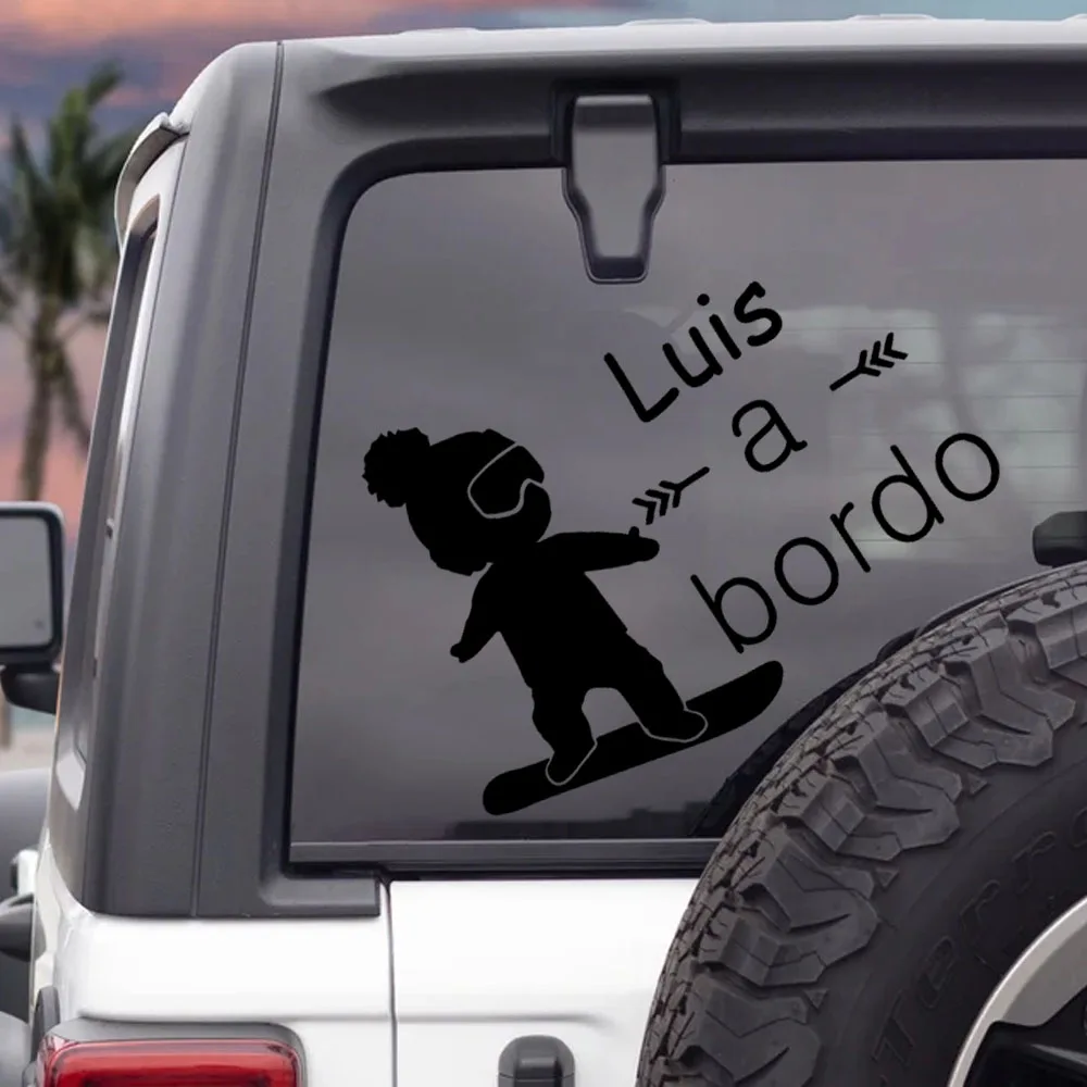 1pc Custom Spanish Name Car Stickers Bebé a bordo Vinyl Sticker For Cars Window Personalized Baby Name Auto Decals Decor