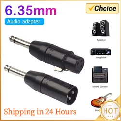 6.35mm 모노 수-XLR 3 핀 암/수 오디오 플러그 변환기 어댑터 커넥터, 헤드폰 마이크 파워 앰프 기타