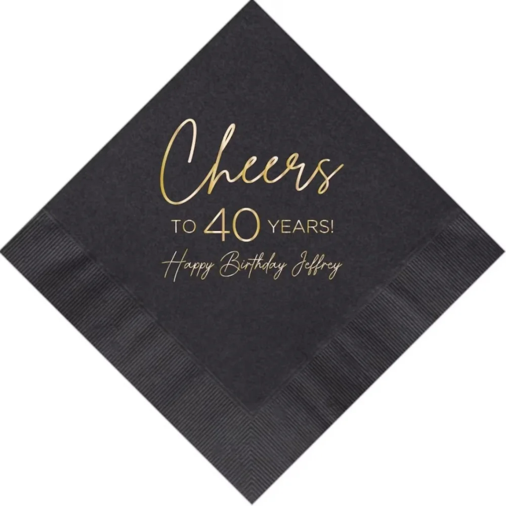 50 Personalized Birthday Napkins Cocktail Beverage Luncheon Dinner and Guest Towels Available Number can be changed! Cheers Na