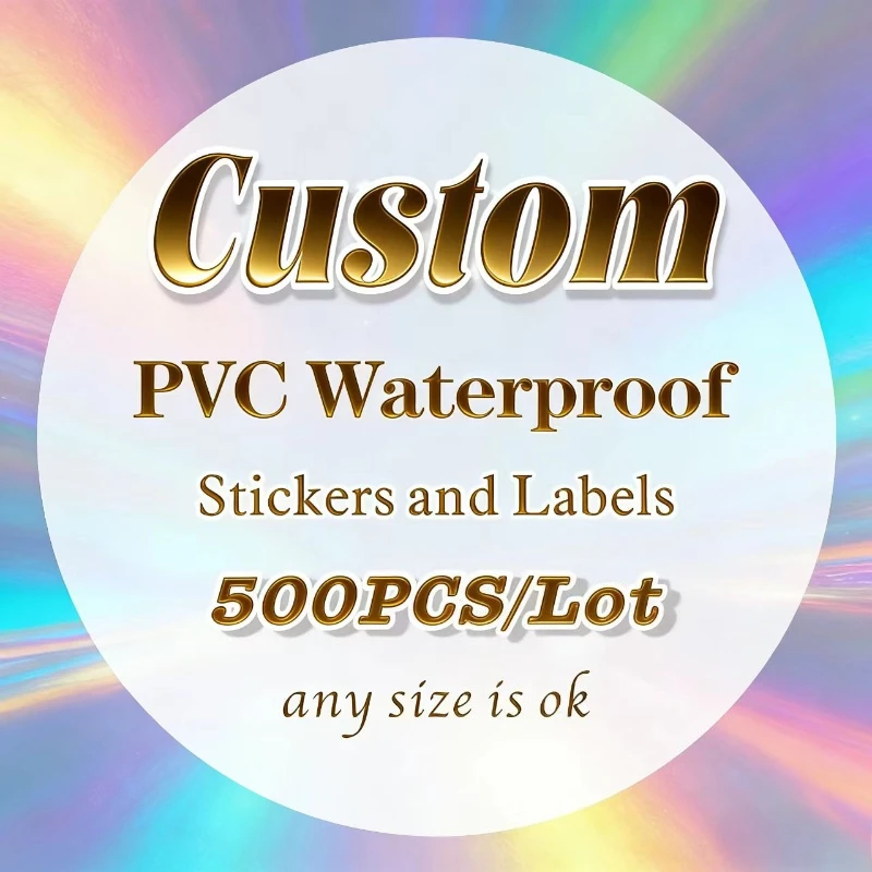 

500PCS Custom Any Shape and Size Vinyl Stickers Waterproof Personalized Colorful Labels for Wedding Birthday Party Gift Box