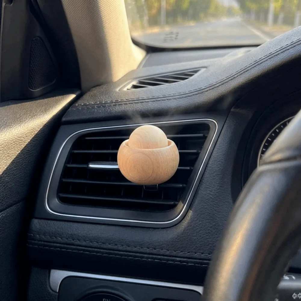 Handmade Car Air Freshener Diffuser Elegant Design Natural Black Walnut Essential Oil Diffuser Reusable Mini Size view 3