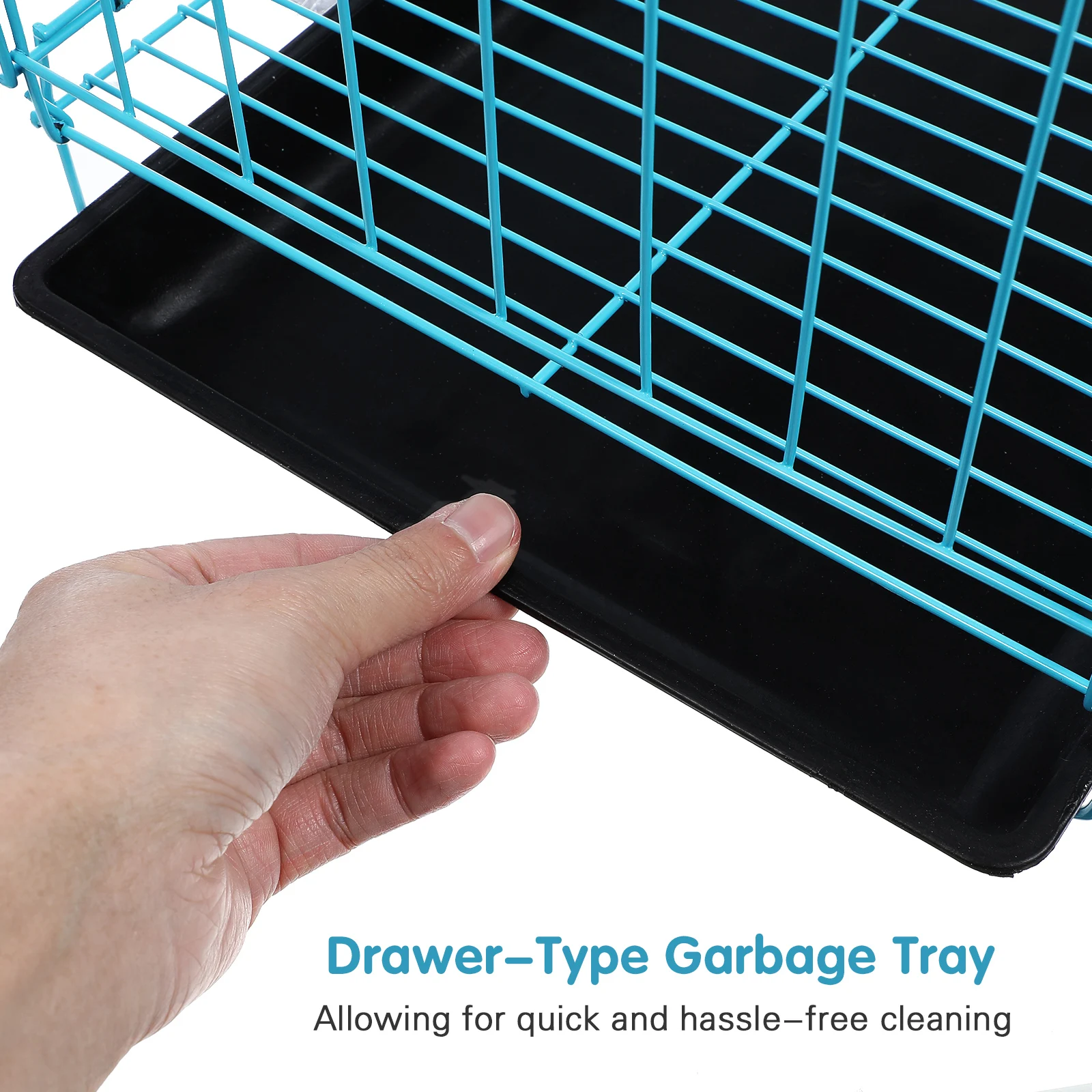 

Folding Dog Cage Steel Frame Small Medium Poodles Cats Durable Pet Cage House Ventilation Creative Design Blue Iron