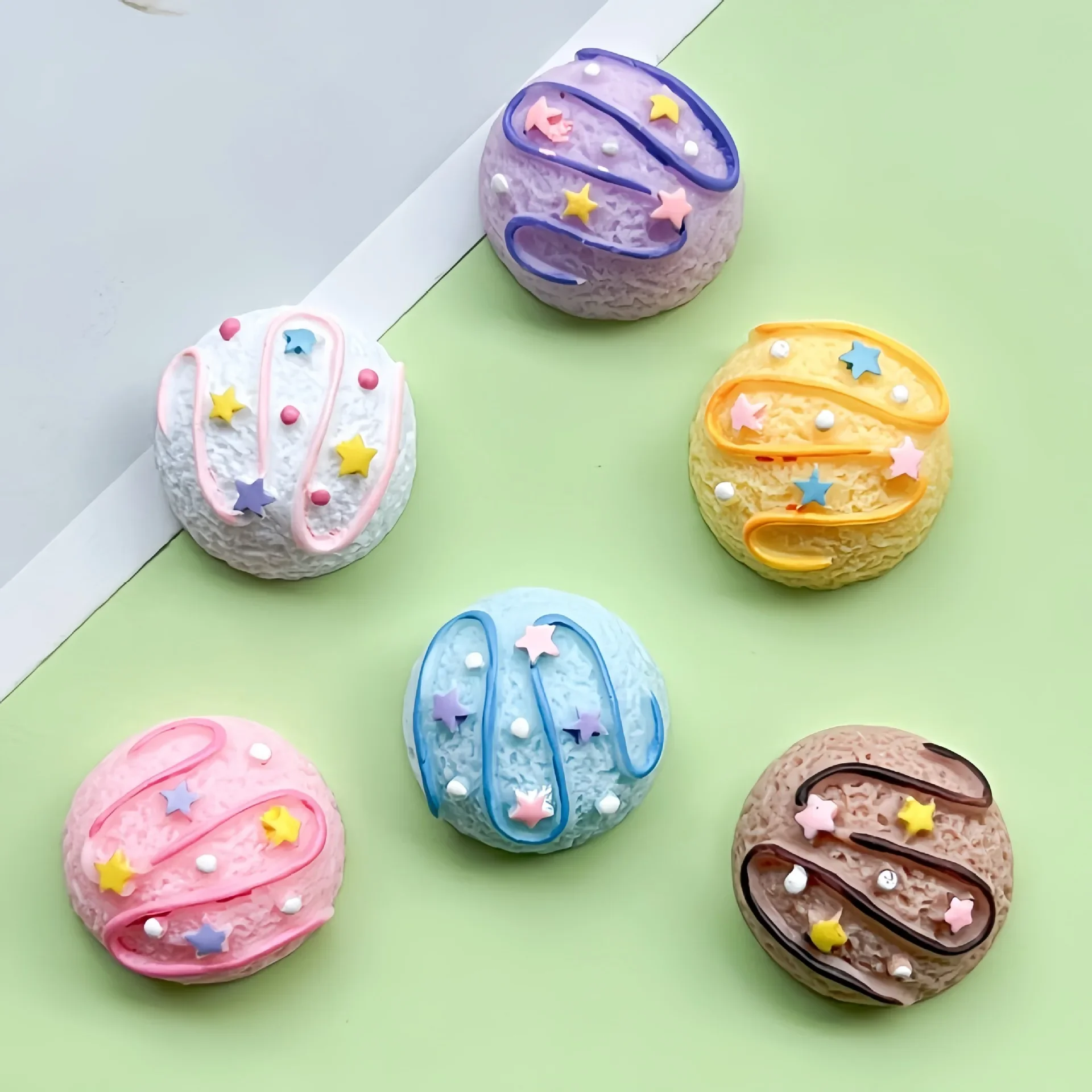 5Pcs Cute biscuits Cartoon Resin Flatback Supplies Diy Kawaii Resin Accessories Crafts Materials Scrapbooking Embellishment