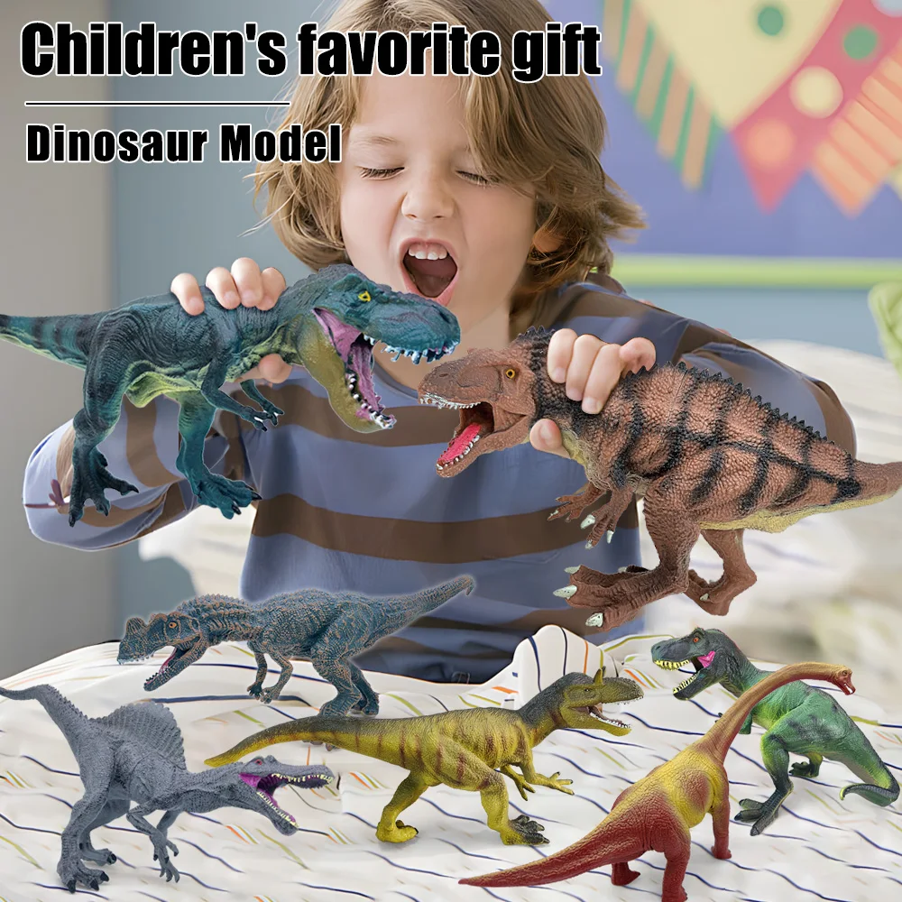 8 Dinosaurios Realistas Pintados a Mano de Gran Tamaño, de 8 a 14 Pulgadas (cm), Incluyendo Tiranosaurio Jurásico, Alosaurio, Braquiosaurio, Ceratosaurio, Espinosaurio, Estegosaurio, Triceratops, Modelos Coleccionables para Exhibición