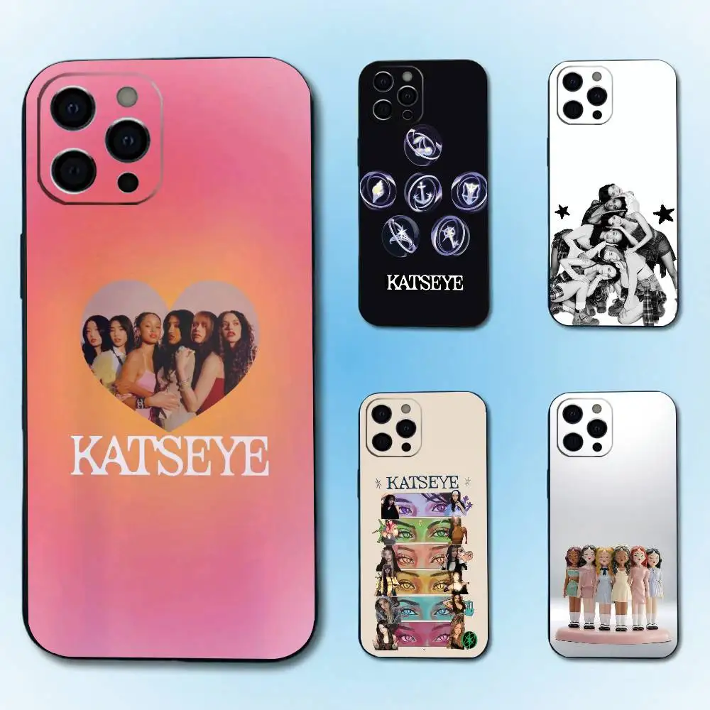

KATSEYE Music Group Phone Case For iPhone 17,16,15,14,13,12,11 Plus,Pro Max,XS,Soft Silicone Black Cover