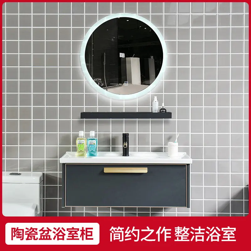 

Маленькая раковина для ванной комнаты в квартире, утолщенный алюминиевый шкафчик для ванной, керамическая встроенная раковина.