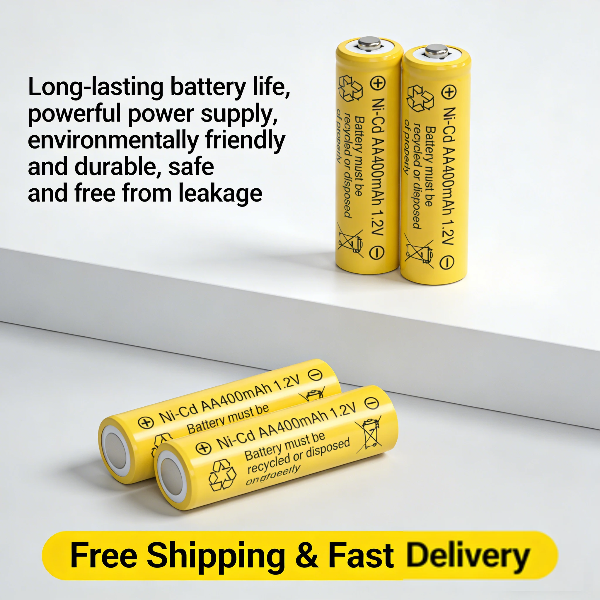 

Ni-Cd AA 1.2V 400mAh Rechargeable Battery for Solar Garden Lights Replacement Outdoor LED Pathway Light 2-12PCS