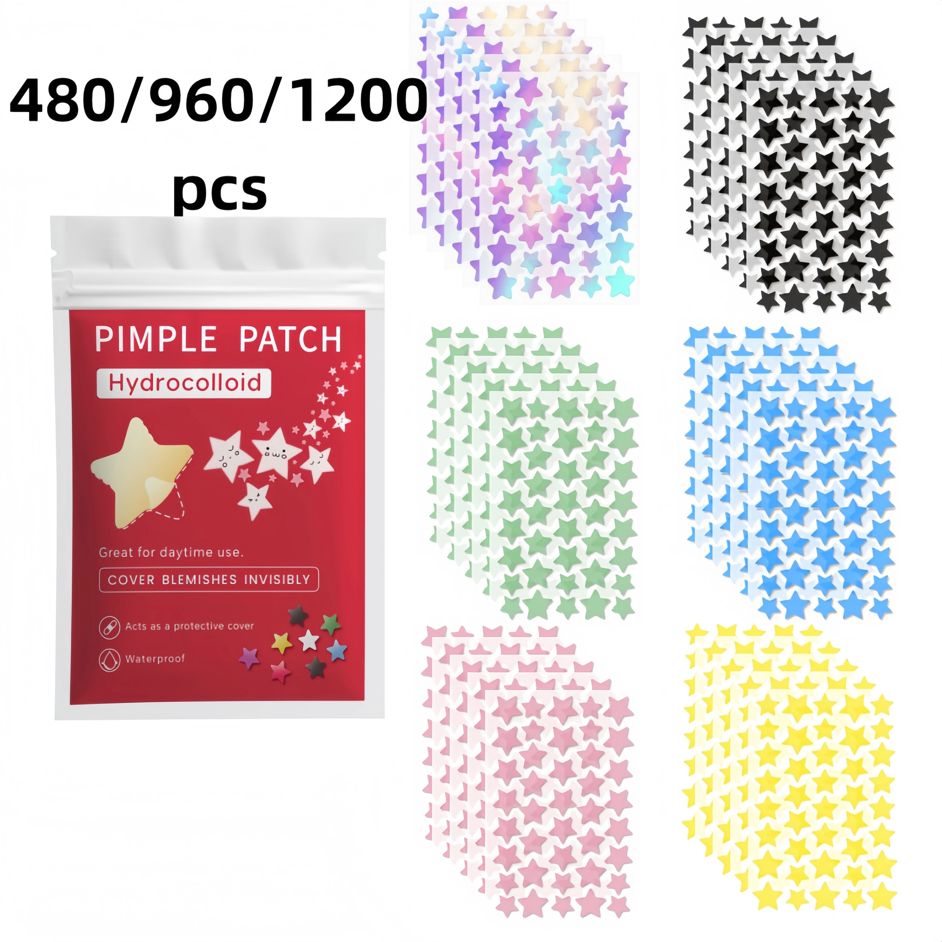 480/960/1200Pcs Star Shape Beauty Accessories Mixed Color Face Dots For Birthday Party Favors Cosplay