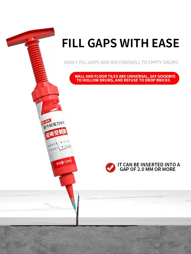 Sneldrogende keramische tegels holle trommel speciale lijm, sterke lijm voor het repareren en repareren van tegels kromtrekken, injectievulling