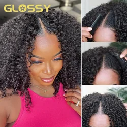 Afro Kinky Curly V Part Wig Human Hair 30 Inch Brazilian Hair Wigs for Women 250 Density Deep Wave Curly Glueless V U Part Wig