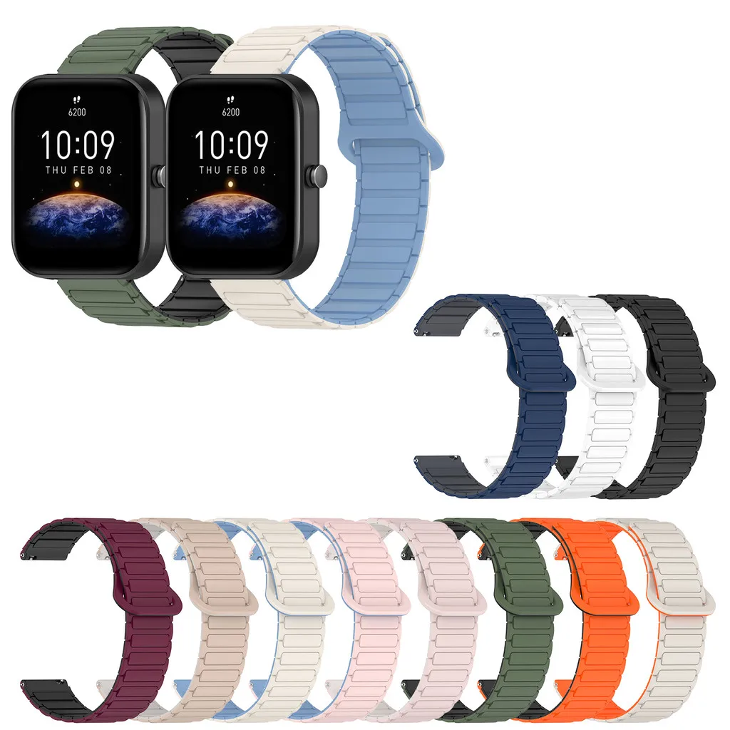 Pulseira de relógio de silicone para huami amazfit bip3 bip 3 5 lite s u pro bip5 pro pulseira de laço magnético