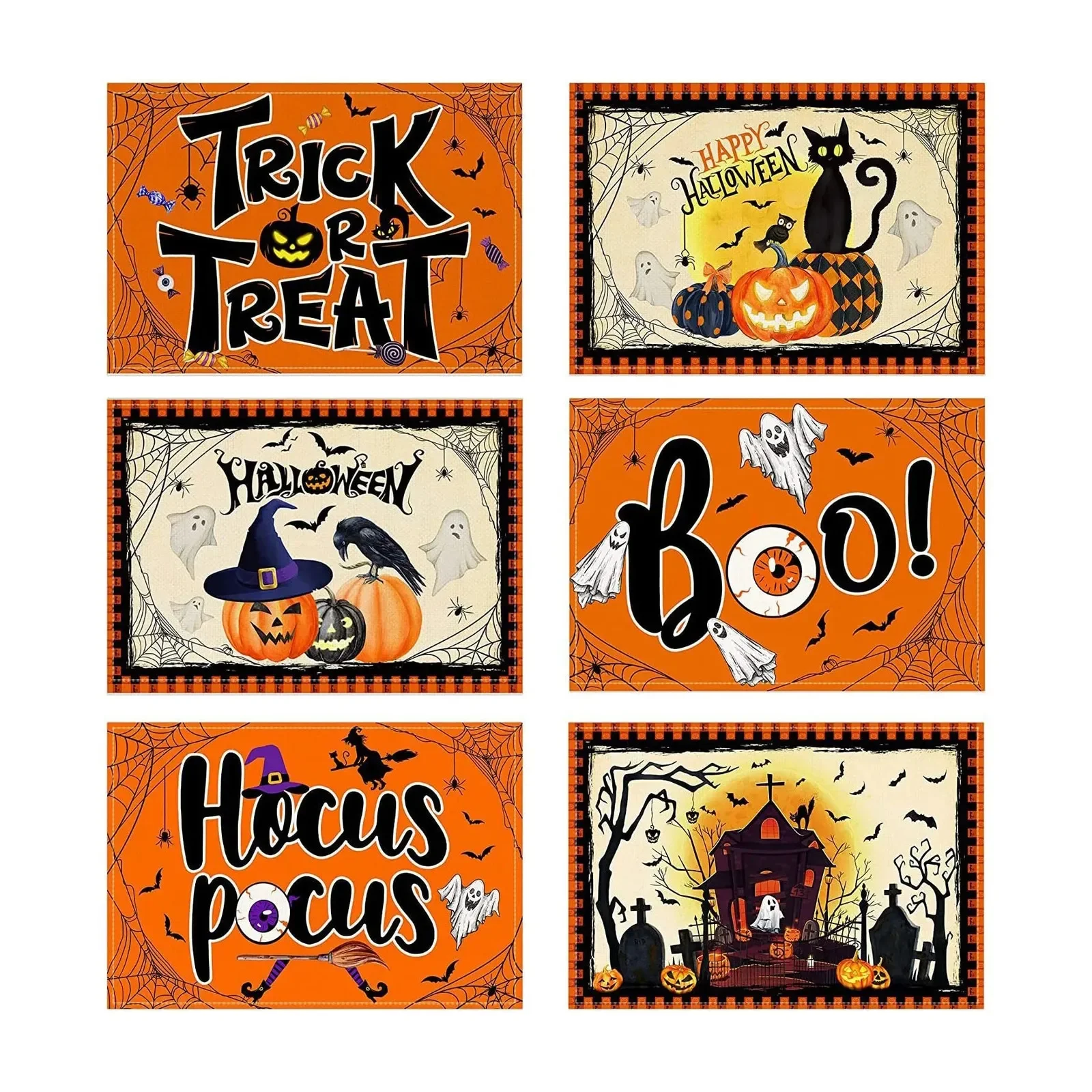 

Halloween Print Placemats Placemat Washable Rectangular Dining Table Mats for Indoor Gatherings Seasonal Table Decor 250813