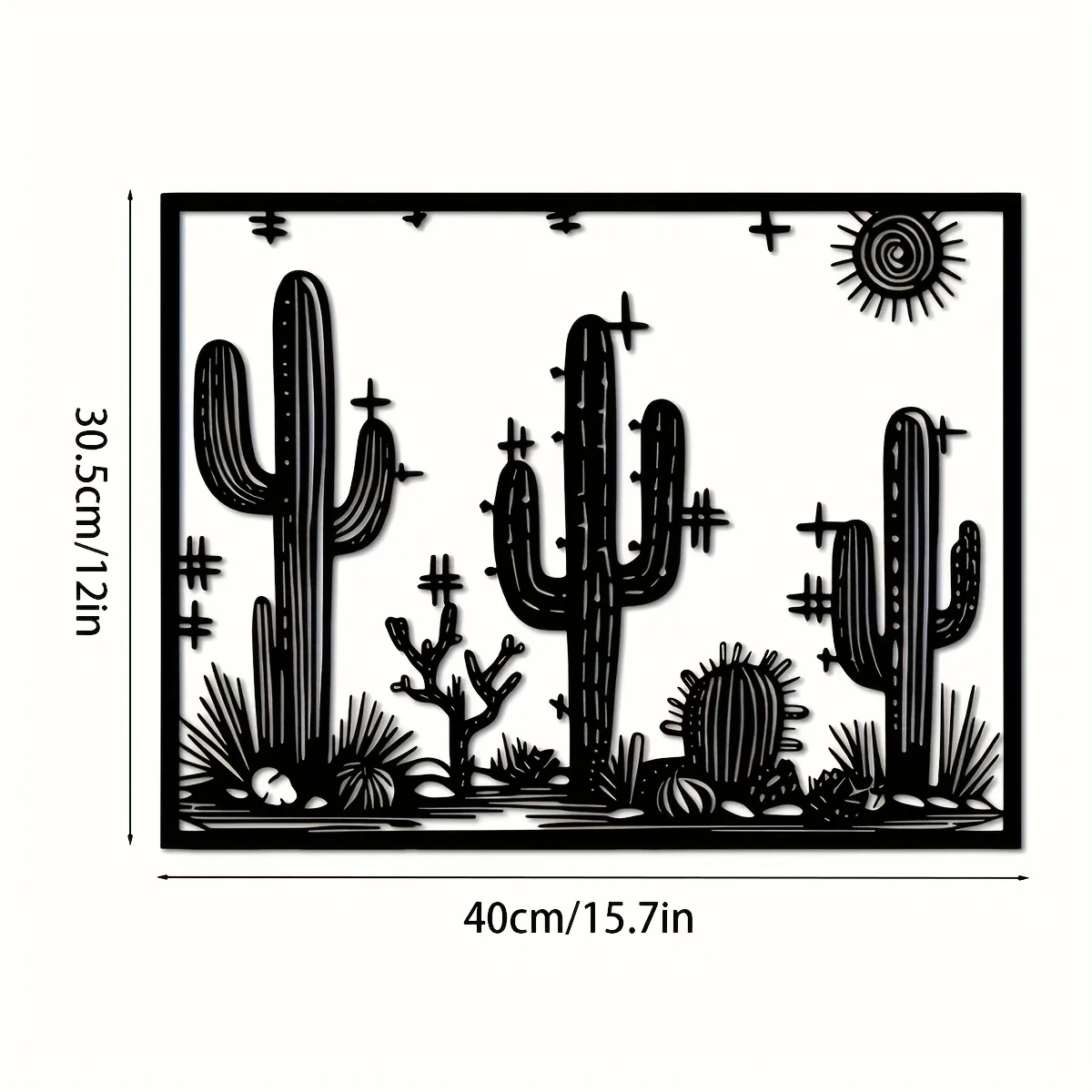 CIFBUY Metal Cactus Wall Art, Wrought Iron Cactus Sculpture, Desert Plant Wall Decor, Indoor Outdoor Patio Balcony Hanging Ornam