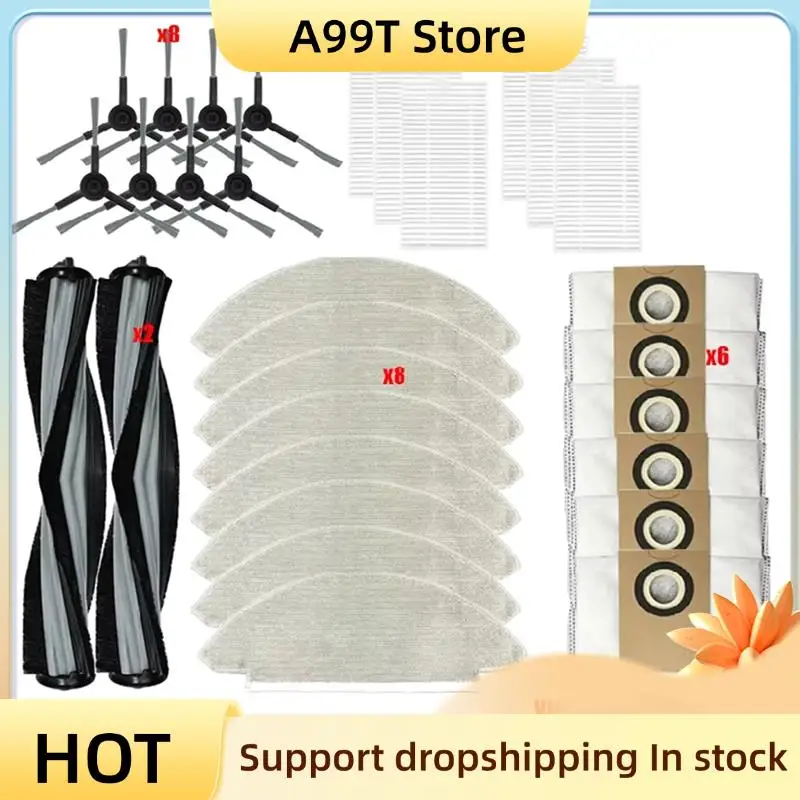

A99T Robot Vacuum Cleaner Parts Roller Brush Dust Bag Mop Rags Side Brush Spare Parts Hepa Filter