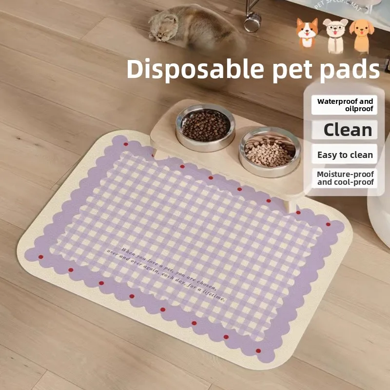 Pet placemat, cat and dog bowl mat, eating mat, non-slip and leaking food, anti-dirty, splash-resistant and easy-to-clean mat
