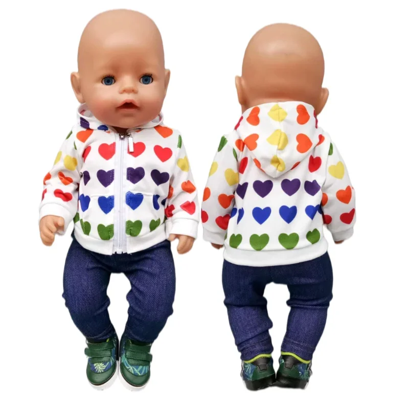 17 inch New Born Baby Doll Clothes Strap Jeans Pants Shirt 45cm American Doll Clothes Wear