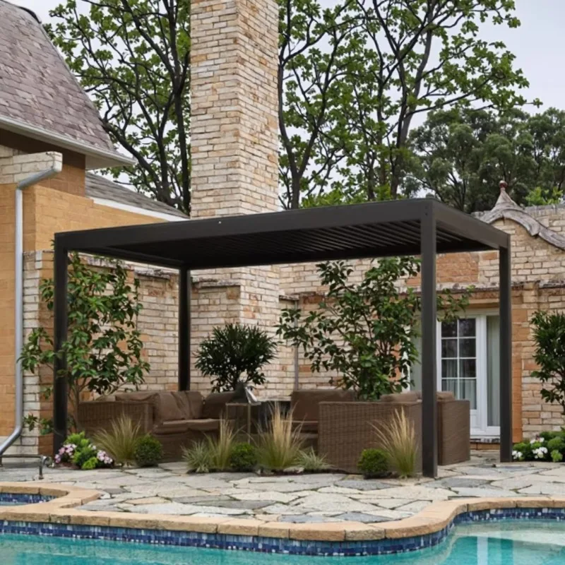Bioclimatic Design Manual Louvered Pergola For Luxury Poolside Lounge