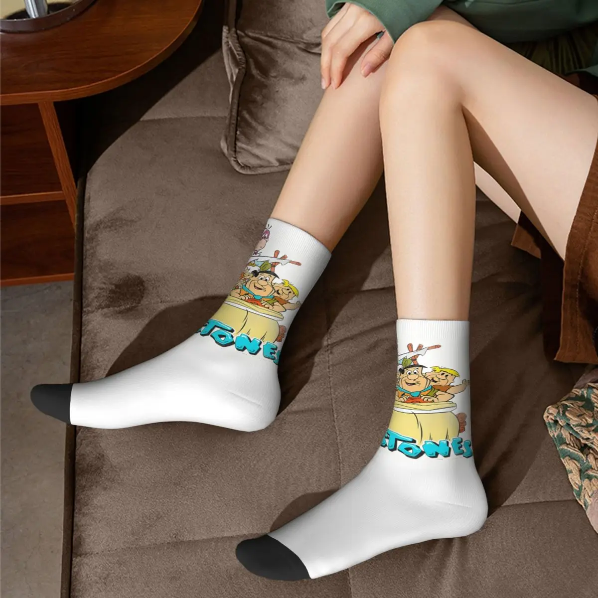 Les bas Flintstone conception de Sitcom animée chaussettes décontractées automne chaussettes antidérapantes hommes course sport qualité chaussettes