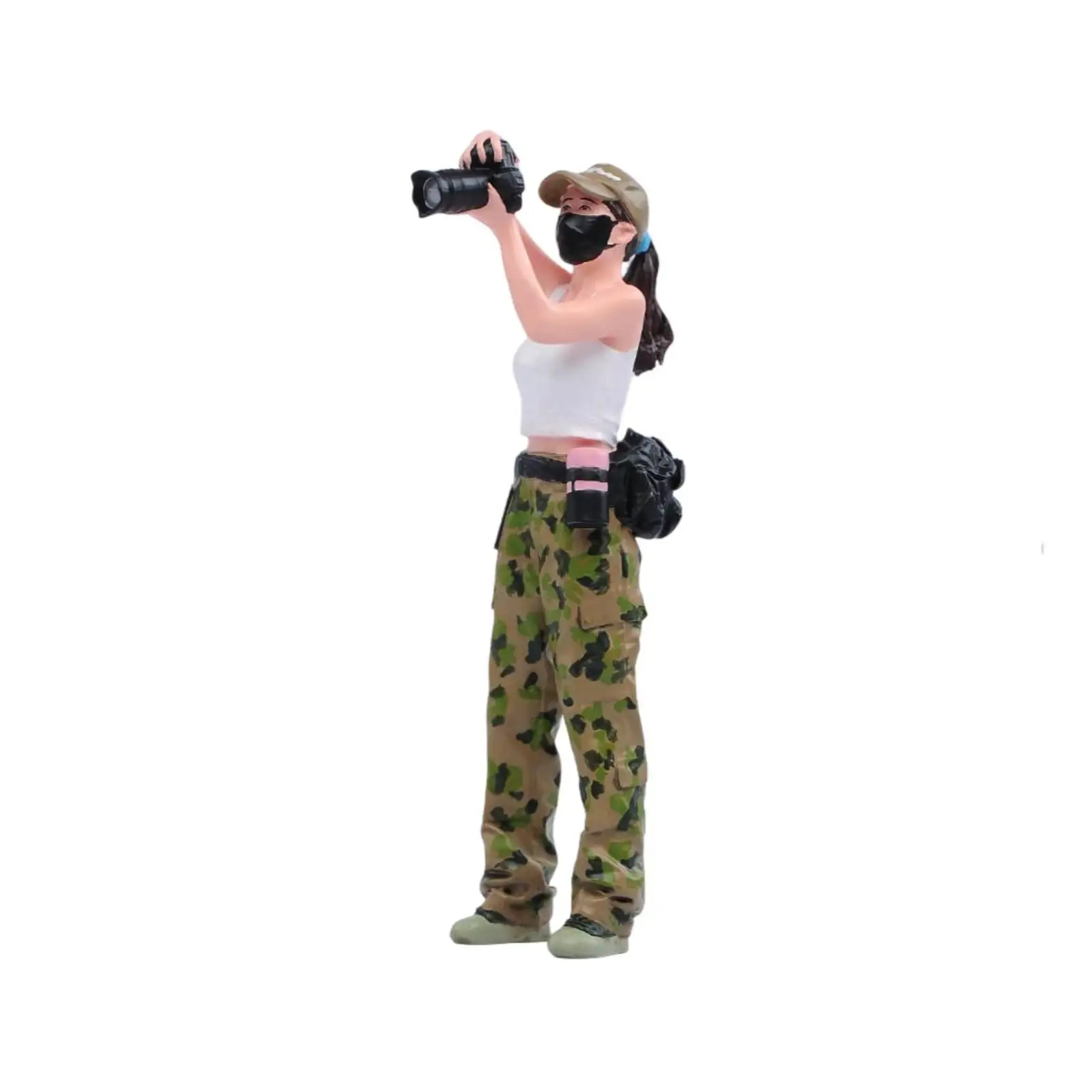 Miniature Display Figure 1/18 Resin Female Photographer Standing Model for Diorama Decoration