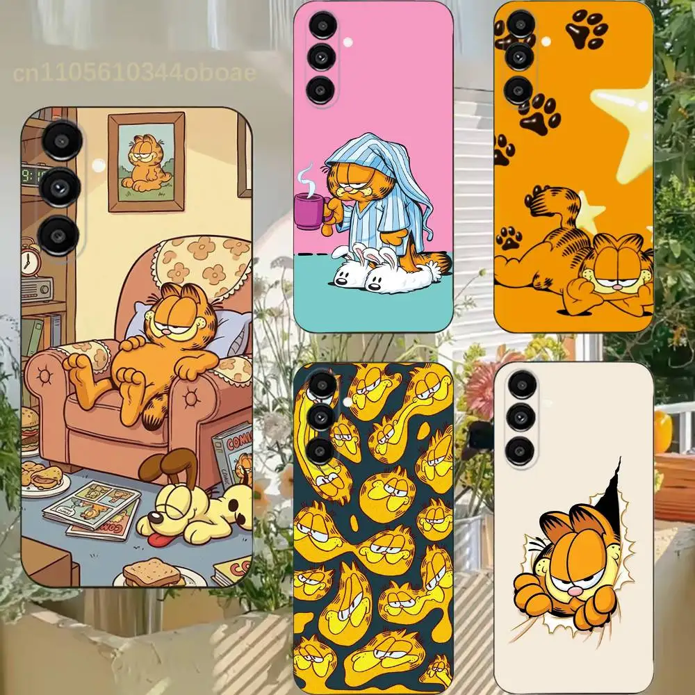 Cute Cat G-GarfieldS Phone Case For Samsung S25,24,21,22,23,20,S30,Ultra,Plus,Fe,Lite,Note,5G Black Soft