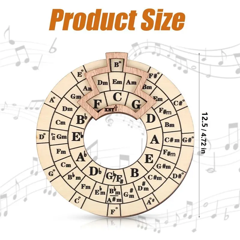 【Supernew】Wooden Melody Tool, Round Circle Of Fifths Wheel Melody Chord Tool Music Transpose Accessories Wooden Chord - view 6