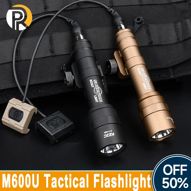 

Tactical Sureifr M600 M600U Flashlight 600lumens White Light Hot Mobutton Fit 20MM Rail Airsoft Pistol Rifle Gun Accessories