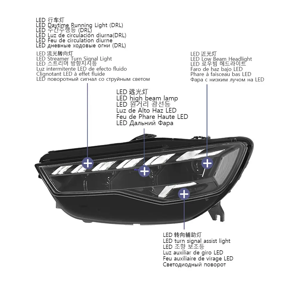 Headlights Assembly Laser Front Lamps for Audi A6 C7 2016-2018 Headlamps Matrix LED Lens DRL Daytime Running Light Play and Plug