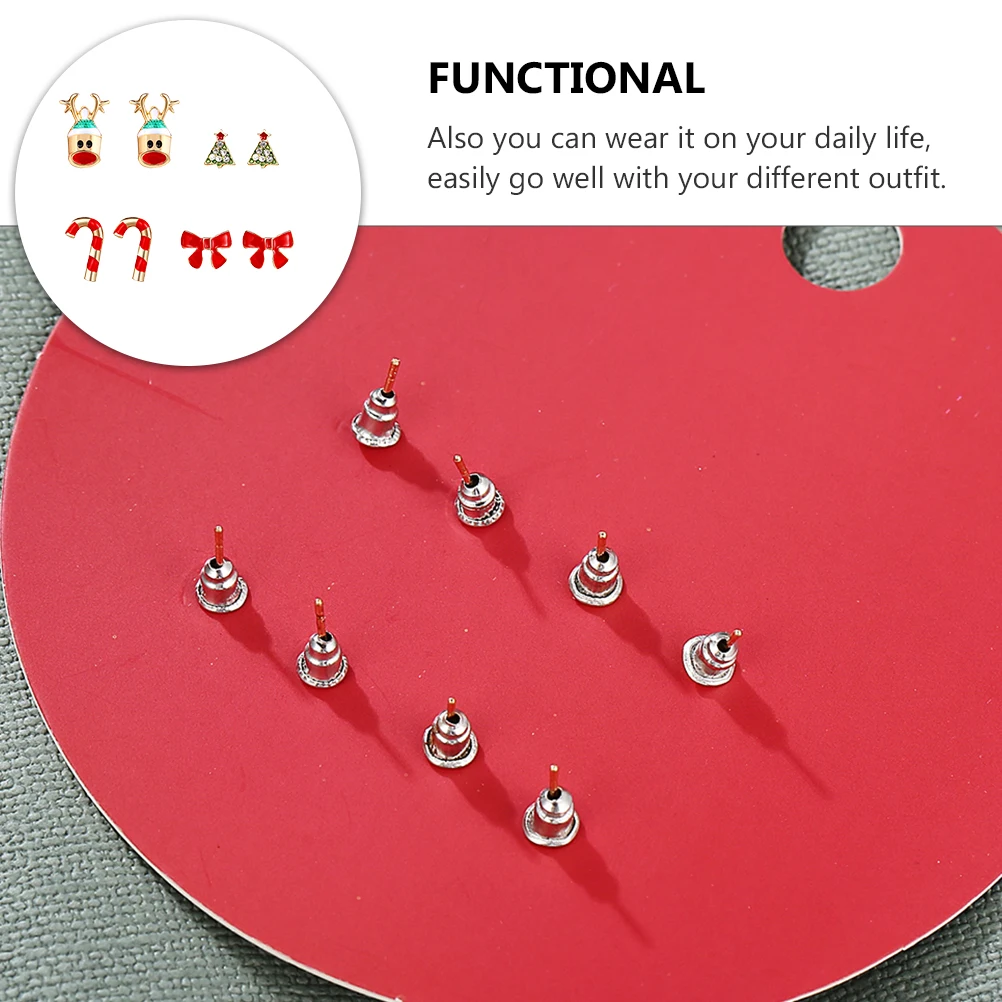 

8 Pcs Earrings Christmas Set Elegant Festival Studs Holiday for Women Bow Tie Fashion Pendants