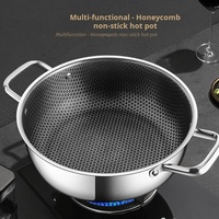 410 Stainless Steel  Frying Pan Soup Pot wok Honeycomb Non-stick Pan with lid Home Hot Pan Induction Cooker Gas Stove Universal