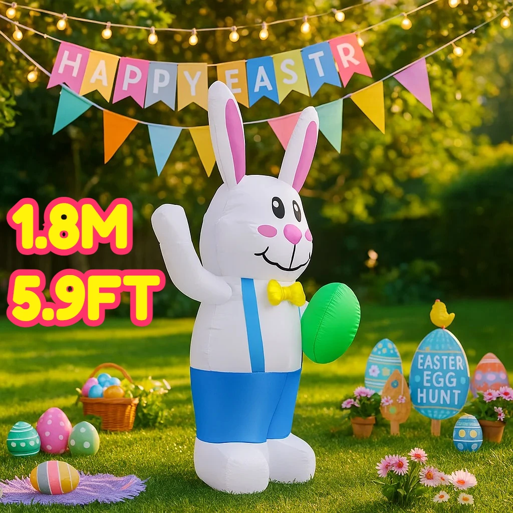 

1,8 м/5,9 футов пасхальная надувная игрушка Декор DIY кролик обнимающее яйцо светодиодный светильник орнамент подарок для уличного праздника фестиваль сад двор