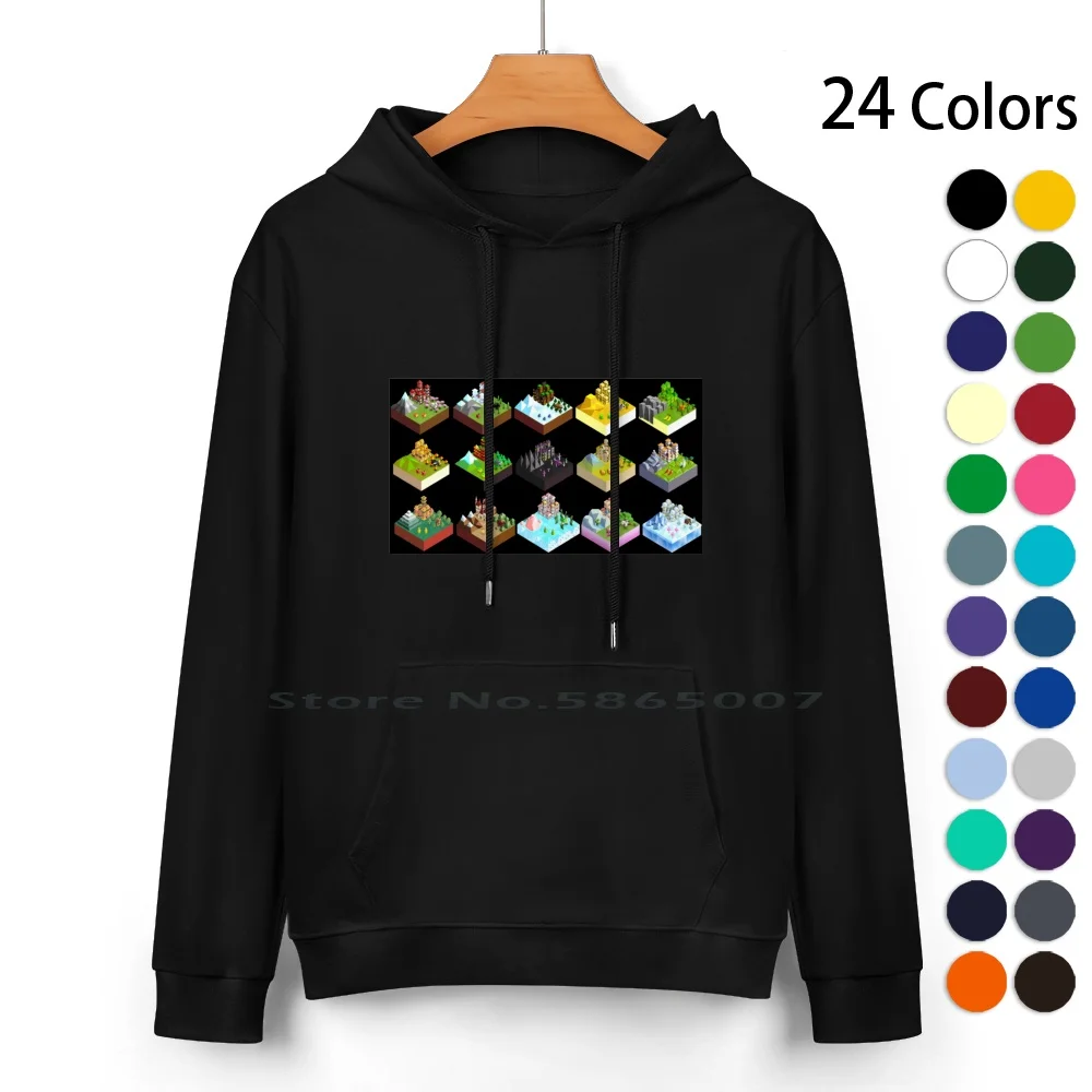 Polytopia Tribe Cities Pattern Pure Cotton Hoodie Sweater 24 Colors Pack Set Combo Multi Variety Mobile Phone Strategy Gaming