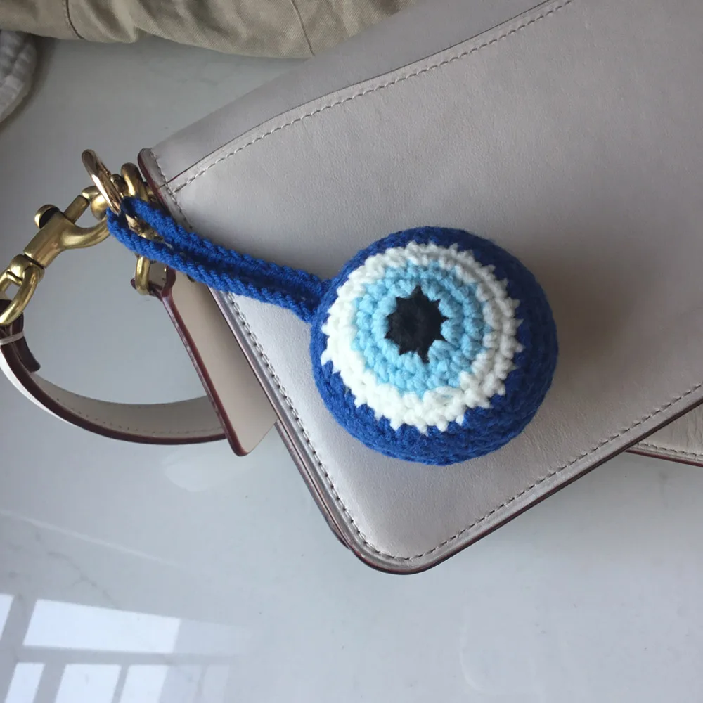 Evil Eye Key Chain Pendant Decoration Crochet Cute Evil Eye Hanging Drop For Bag Ornament For Christmas Nice New Year Gifts