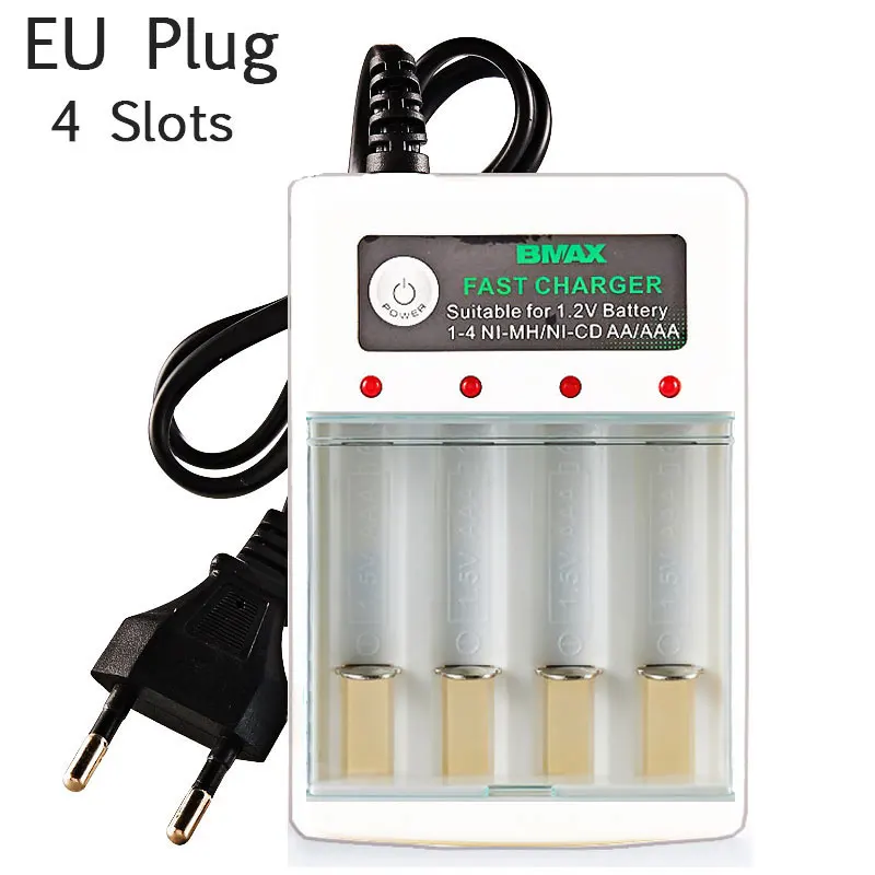 AA  AAA 4 Slots Battery Charger 110V 220V Ni-Cd Fast Charging Rechargeable Smart US / EU Plug for 1.2V Battery Charging