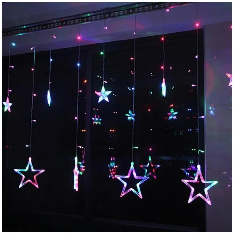 ستارة LED سلسلة ضوء الجنية جليد 2.5 متر نجمة عيد الميلاد جارلاند حفل زفاف نافذة في الهواء الطلق ضوء عطلة الزينة