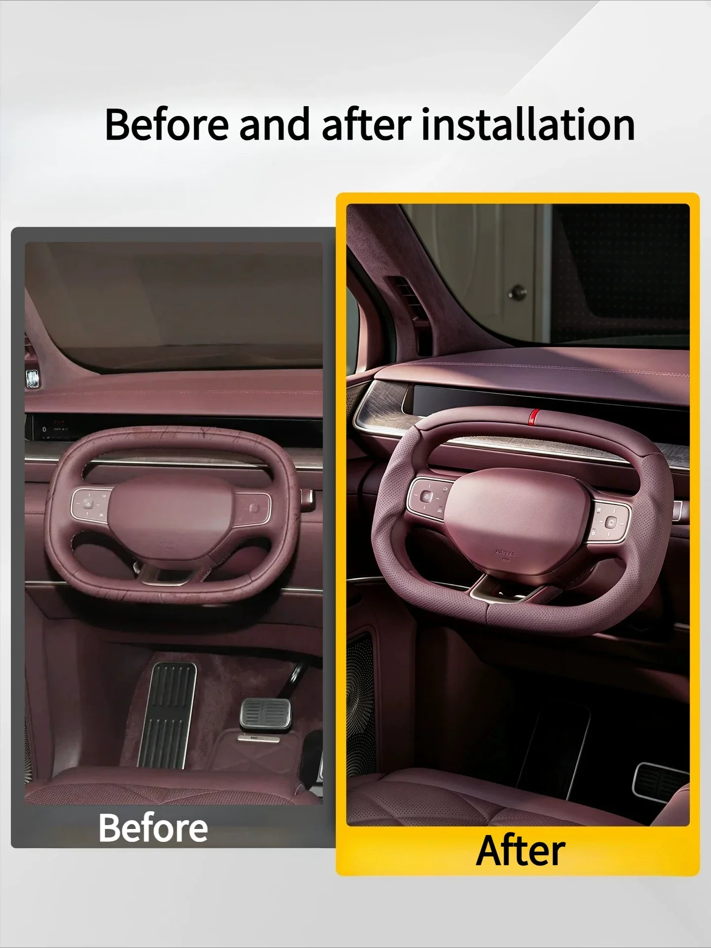 For NIO ES9 2026 Car Steering Wheel Cover Three-Segment Full Wrap Clip Non-Slip Handle Car Interior Modification Accessories