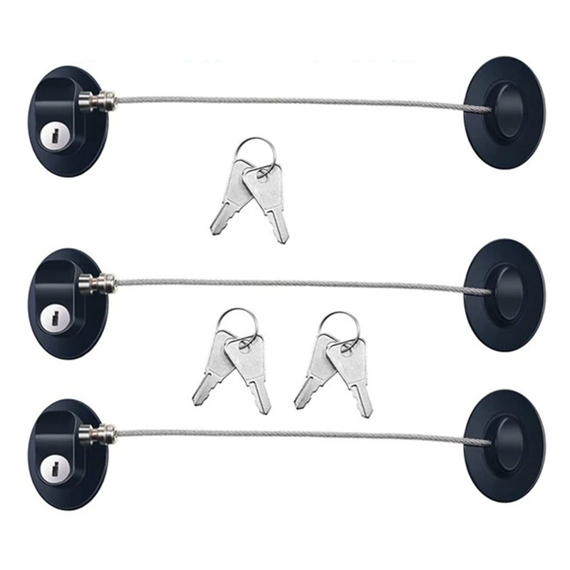 3 Pack Child Safety Lock With 6 Keys, Window Lock Fridge Lock Freezer Lock Refriderator Lock Drawer Lock