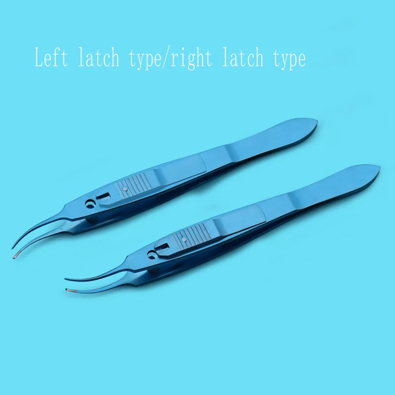 Ophthalmic lock type stainless steel titanium alloy eye tweezers left and right lock type squint tweezers muscle tweezers